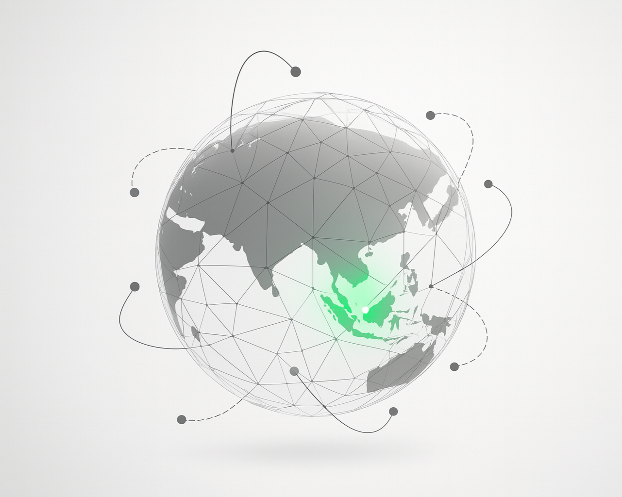 Map of Southeast Asia highlighting trade and data routes